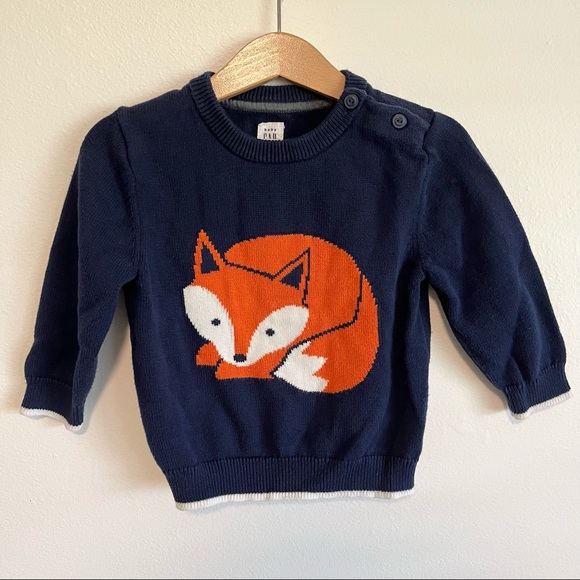 Baby Gap Fox Sweater In Navy Blue 